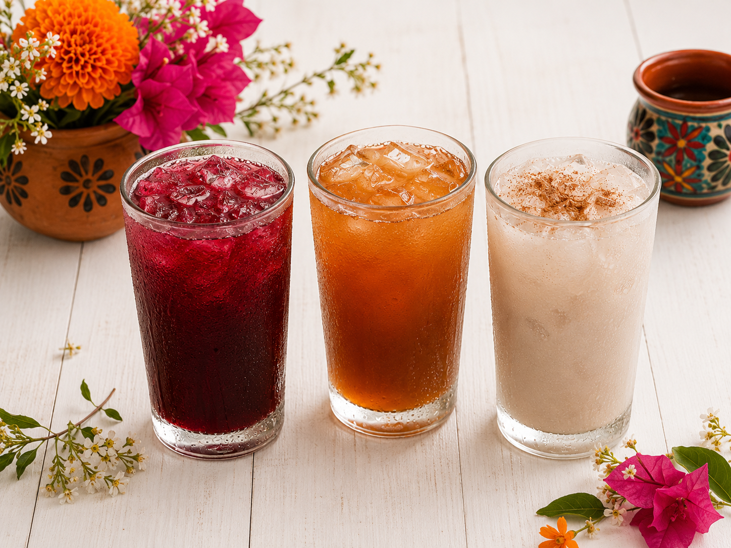 Aguas Frescas — drinks selection at Fiesta Oaxaca