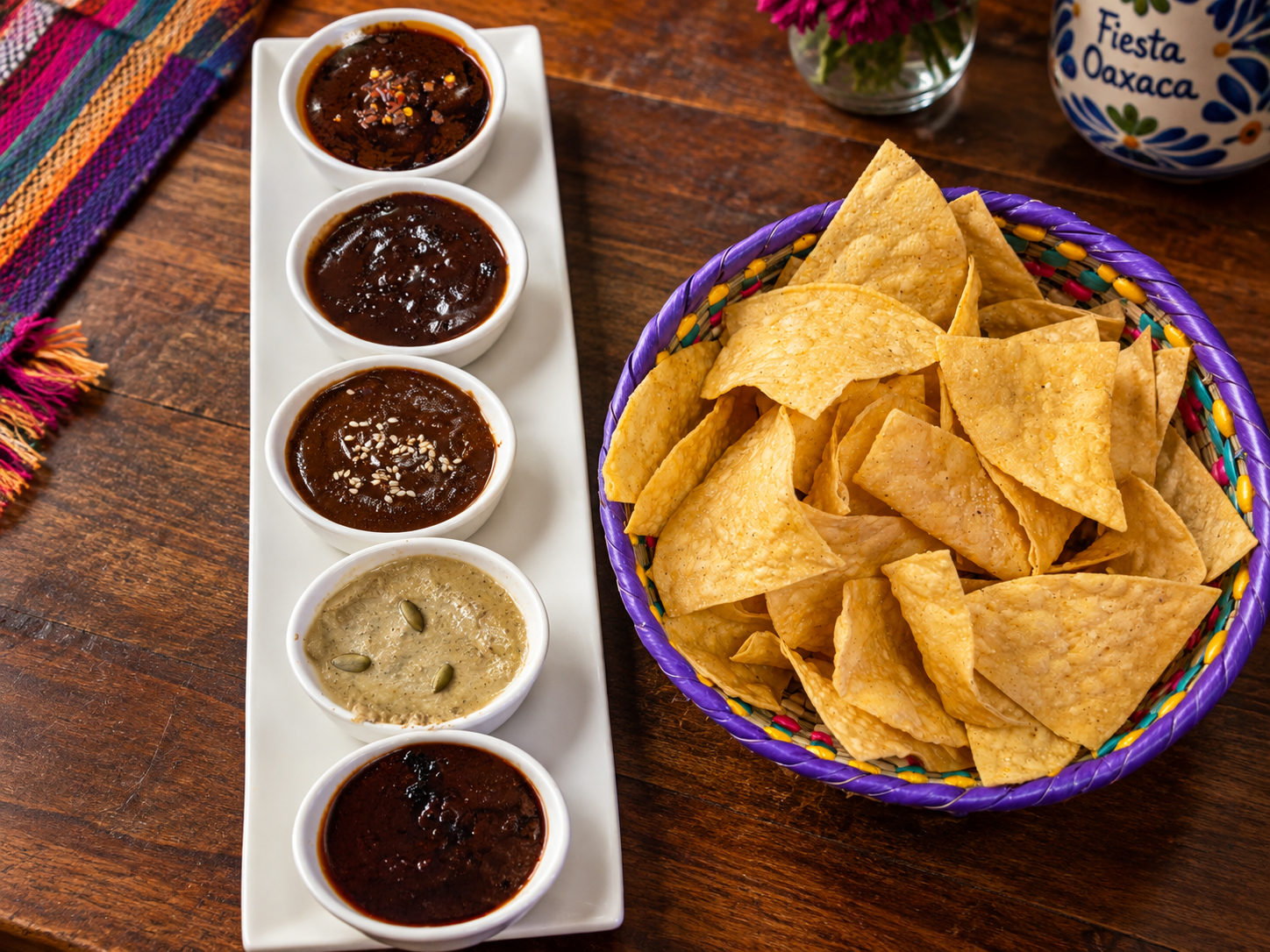 Starters — traditional Oaxacan dishes at Fiesta Oaxaca